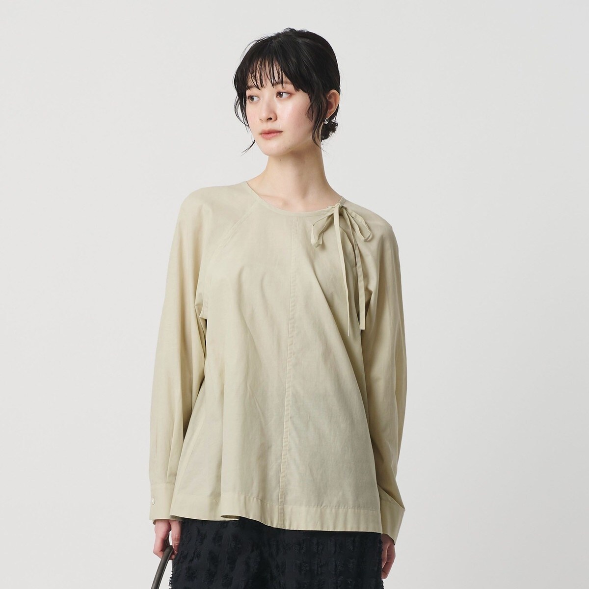 コットン ソリッド&ストライプ ボウタイブラウス | ビューティー