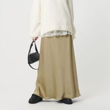 ポリエステルサテン マーメイドフレアスカート