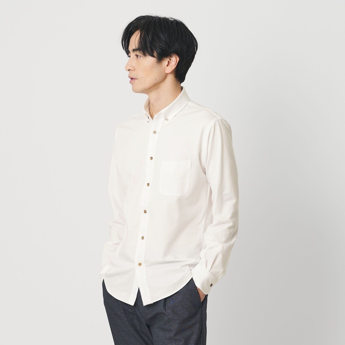 吸水速乾 ワンポイント刺繍ロゴ ストライプシャツ | エーグル(AIGLE