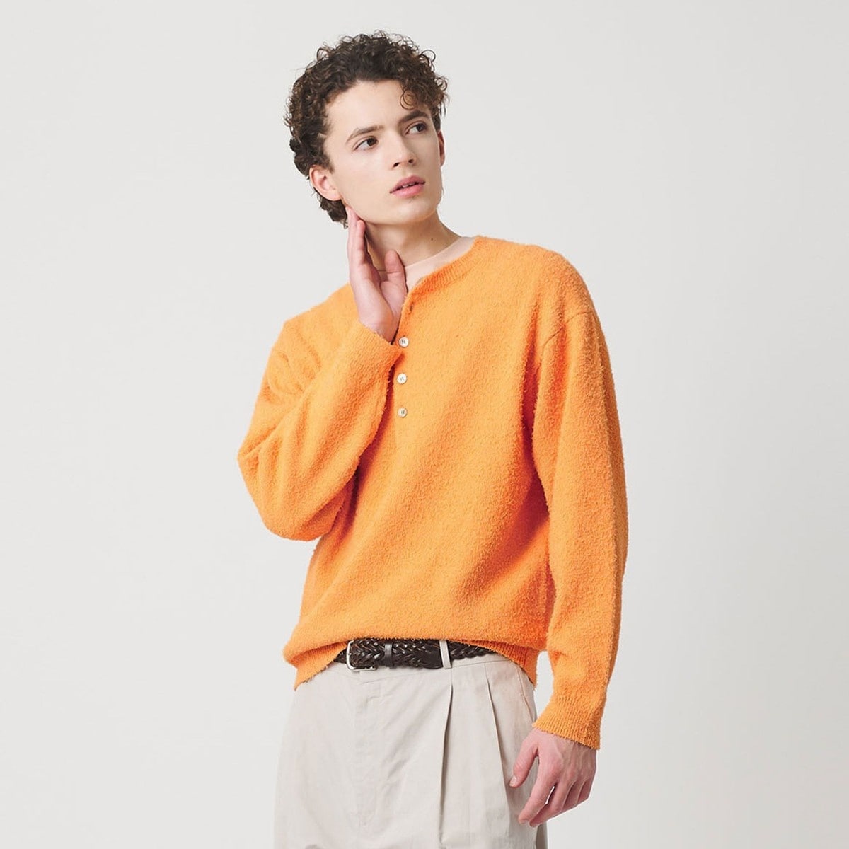 ニット - アルパカロングスリーブクルーネックニット / ライトブルー