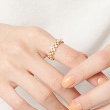 プレイド パールモチーフ×ビジュー リング