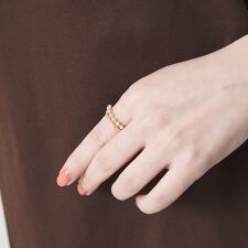 パールモチーフ×ビジュー 2連リング