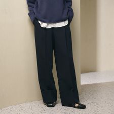 ポリエステルブレンド ツイル ワイドヘムパンツ