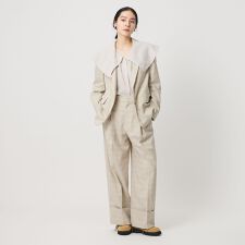 ポリエステルブレンド チェック ワイドヘムパンツ