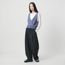 コットン麻ブレンド カシュクール 2WAYニットベスト  ウォッシャブル