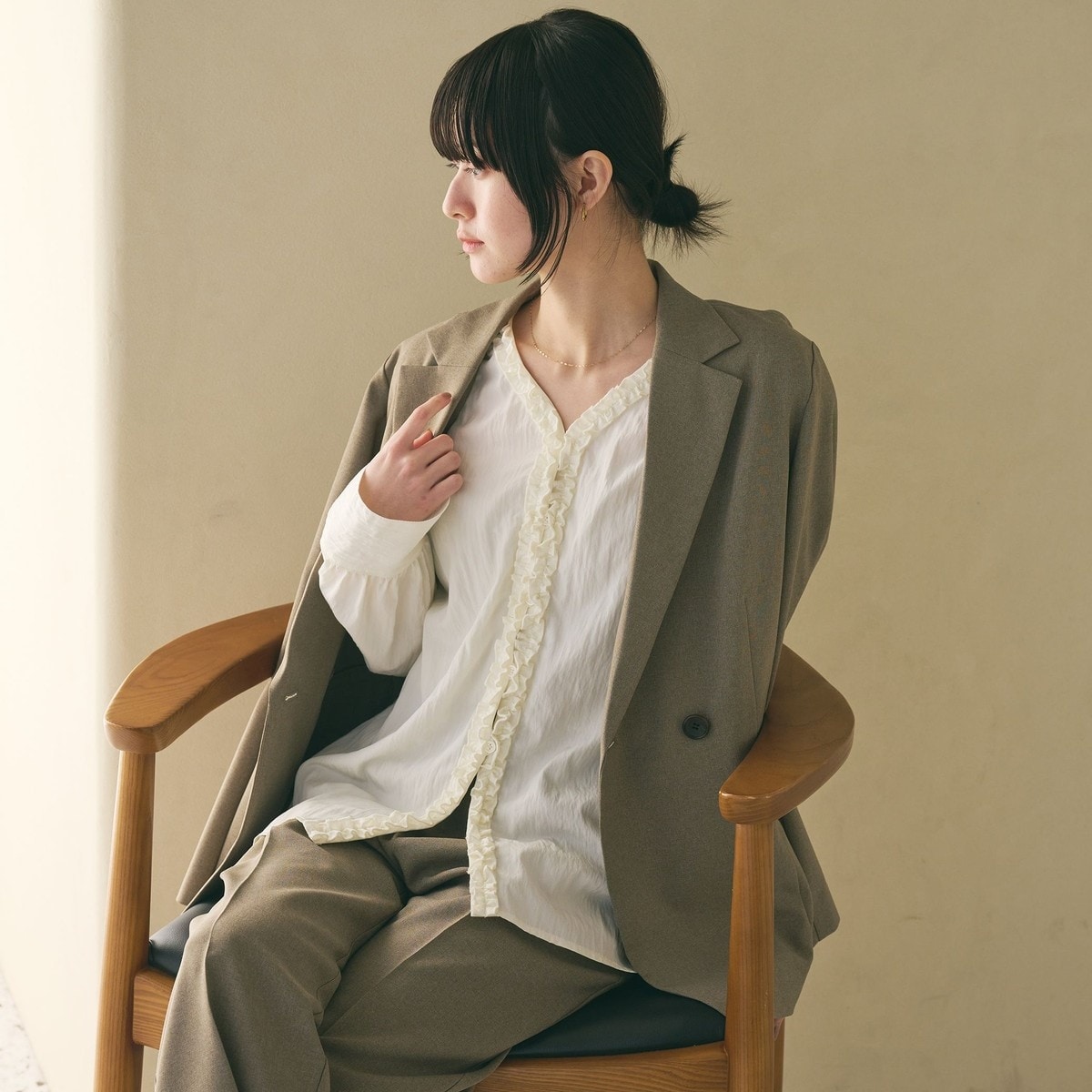 コットン ソリッド&ストライプ ボウタイブラウス | ビューティー