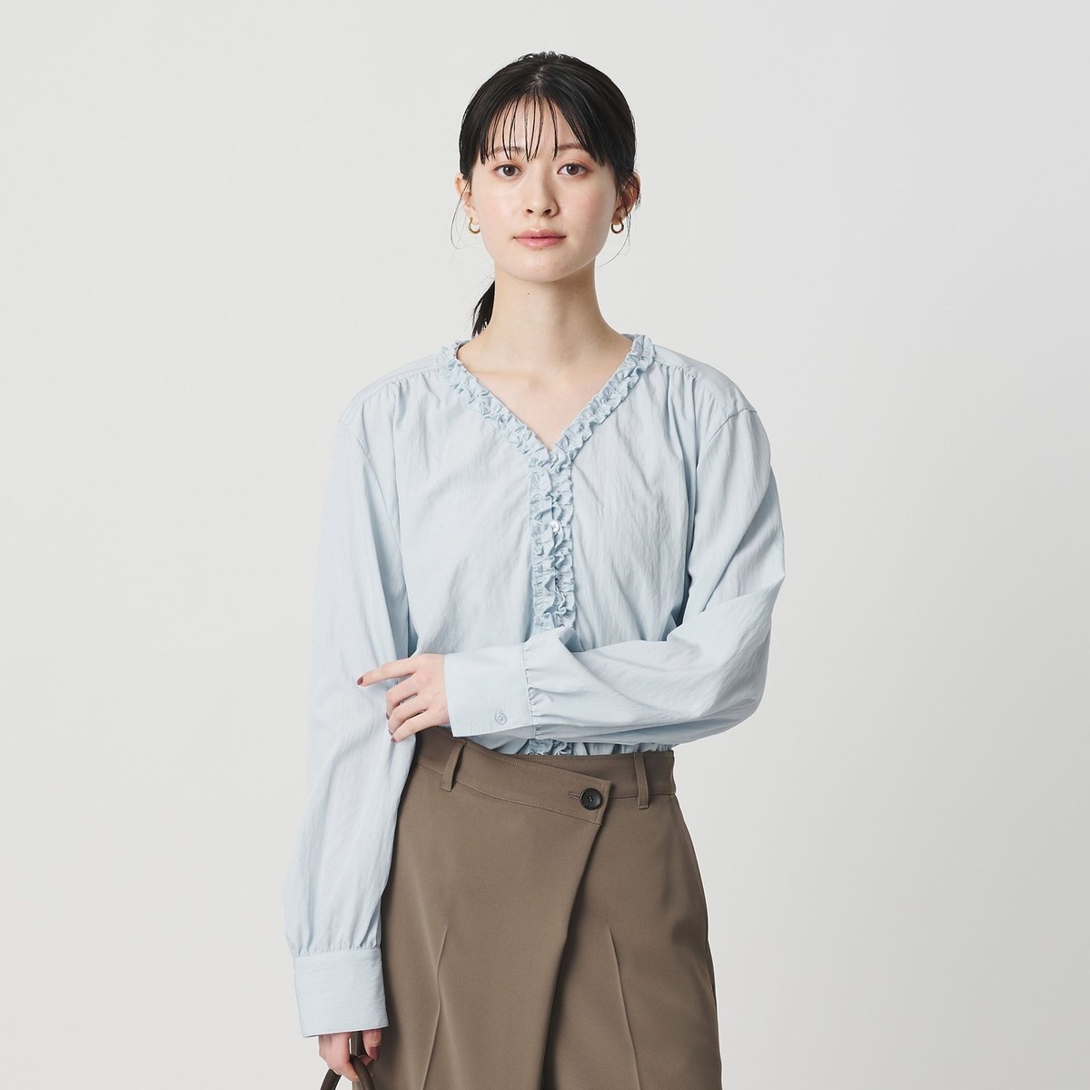 [�}���C]�yWEB���� Wardrobe DAILY MINIMAL�z���b�t�� V�l�b�N�u���E�X �E�H�b�V���u/�r���[�e�B�[�����[�X ���i�C�e�b�h�A���[�Y�iBEAUTY&YOUTH�j LT.BLUE