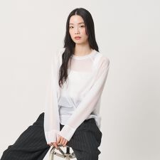 オーガンジー ラグランスリーブカットソー ウォッシャブル