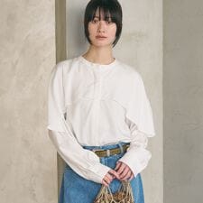 【WEB限定 Wardrobe DAILY MINIMAL】フリルレイヤーブラウス ウォッシャブル