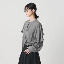 【WEB限定 Wardrobe DAILY MINIMAL】フリルレイヤーブラウス ウォッシャブル