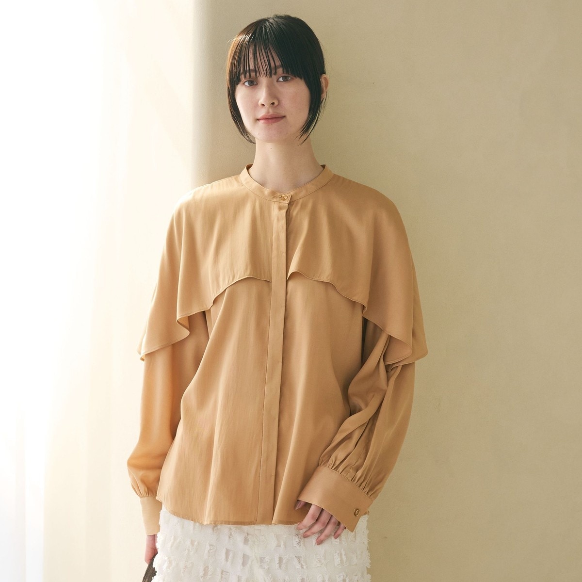 [�}���C]�yWEB���� Wardrobe DAILY MINIMAL�z�t�������C���[�u���E�X �E�H�b�V���u��/�r���[�e�B�[�����[�X ���i�C�e�b�h�A���[�Y�iBEAUTY&YOUTH�j BEIGE