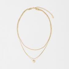 メタルトップ ミックスチェーン 3連 ネックレス