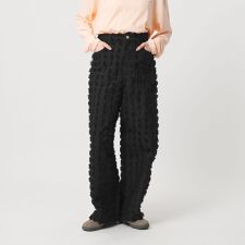 スクエア フリンジ ジャガード ワイドパンツ