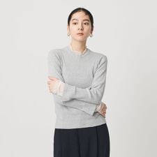 【WEB限定 Wardrobe DAILY MINIMAL】レースコンビ リブニットプルオーバー ウ