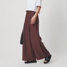セルロースナイロン ツイル タック ワイドパンツ ウォッシャブル 