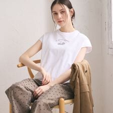 コットン ロゴプリント フレンチスリーブ Tシャツ