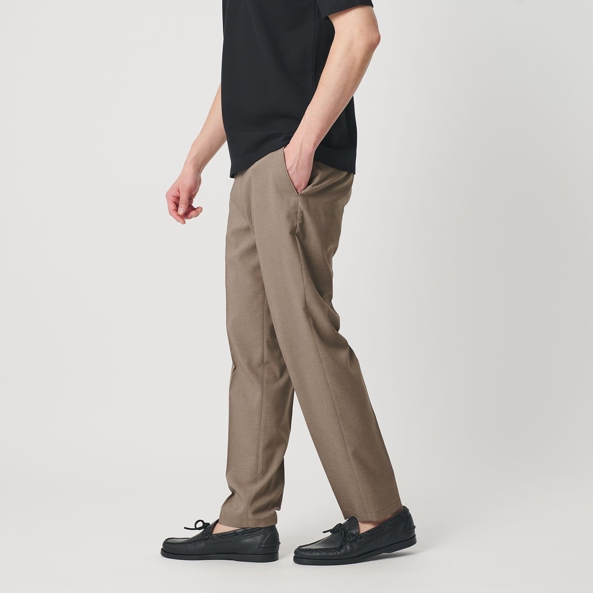 WEB限定 WARDROBE SMART】 Reflax ノープリーツ スラックス パンツ