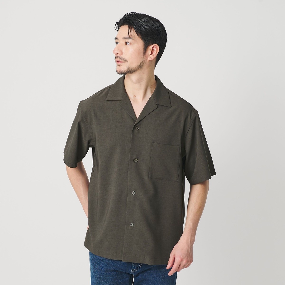 WEB限定 WARDROBE SMART】 Reflax オープンカラー シャツ