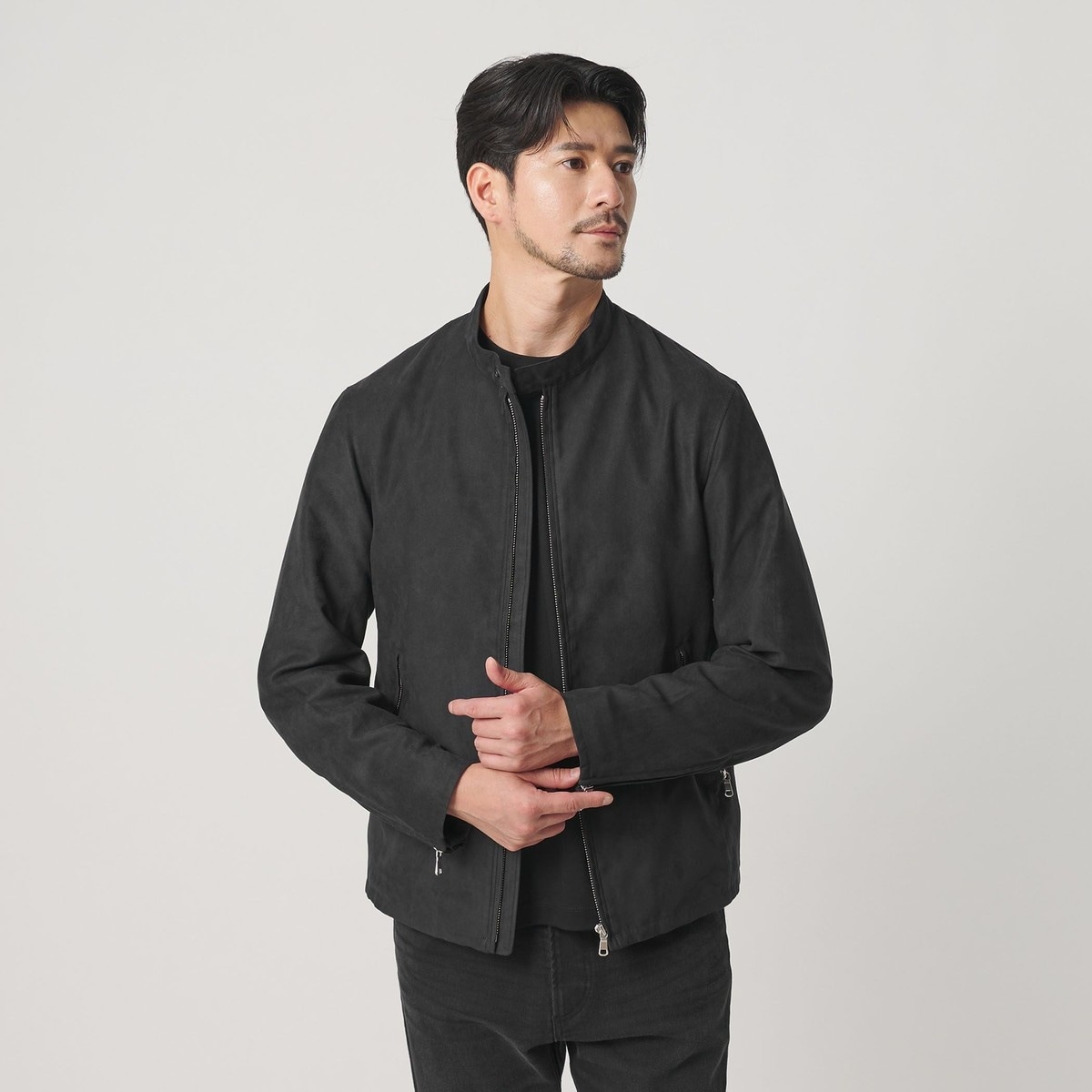WEB限定 WARDROBE SMART】スエードライク シングル ライダース