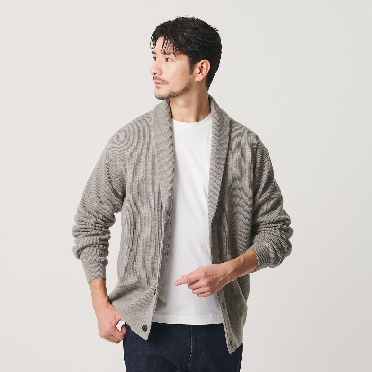 WEB限定 WARDROBE SMART】ウォッシャブル ショールカラー カーディガン