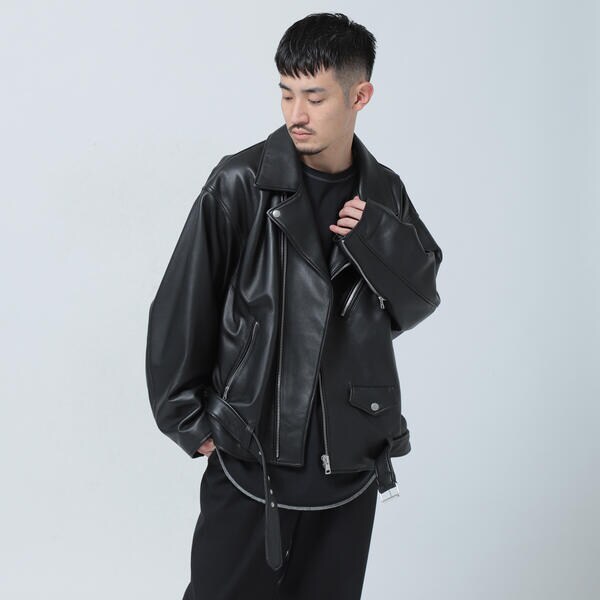 BEAMS ／ ルーズ ダブル レザーライダース ジャケット | マルイ