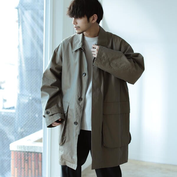 BEAMS ／ ビッグポケット シャンブレー バルカラーコート