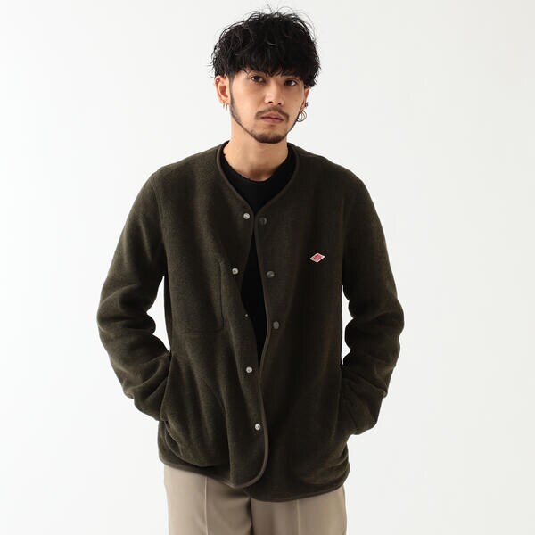 全日本送料無料 カーディガン フリース 別注 / BEAMS × DANTON 大人気!! - ノーカラージャケット