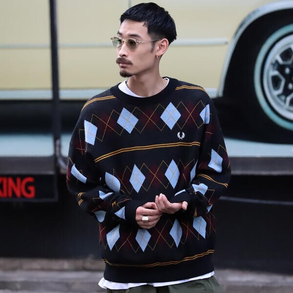 Fred perry ニット セーター ワッフルニット コムドットゆうま