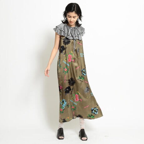 トッカ 21SS ドレス ワンピース ロング 半袖 花柄 刺繍 フレア  