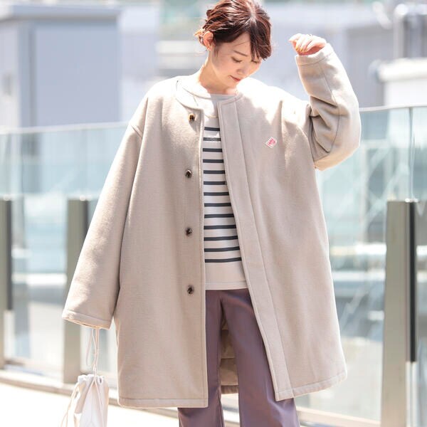 DANTON RayBEAMS 別注 モッサ ノーカラー コート ダウン ウール DANTON × Ray BEAMS ／ 別注 モッサ ノーカラー