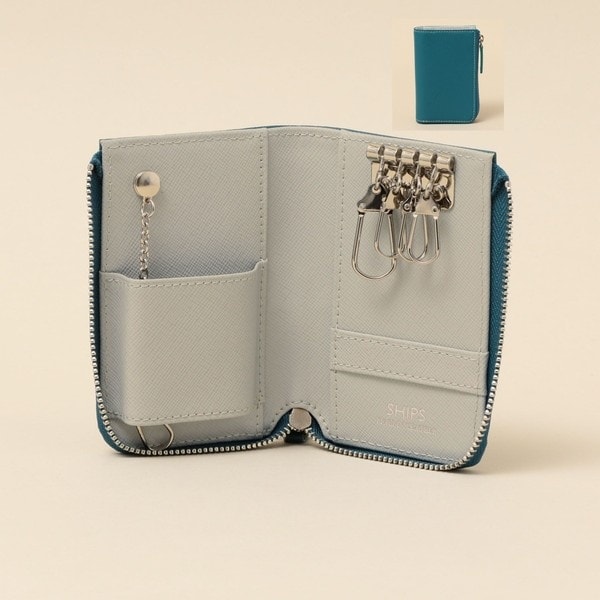 WEB限定】SHIPS: 【SAFFIANO LEATHER】 2トーン キーケース