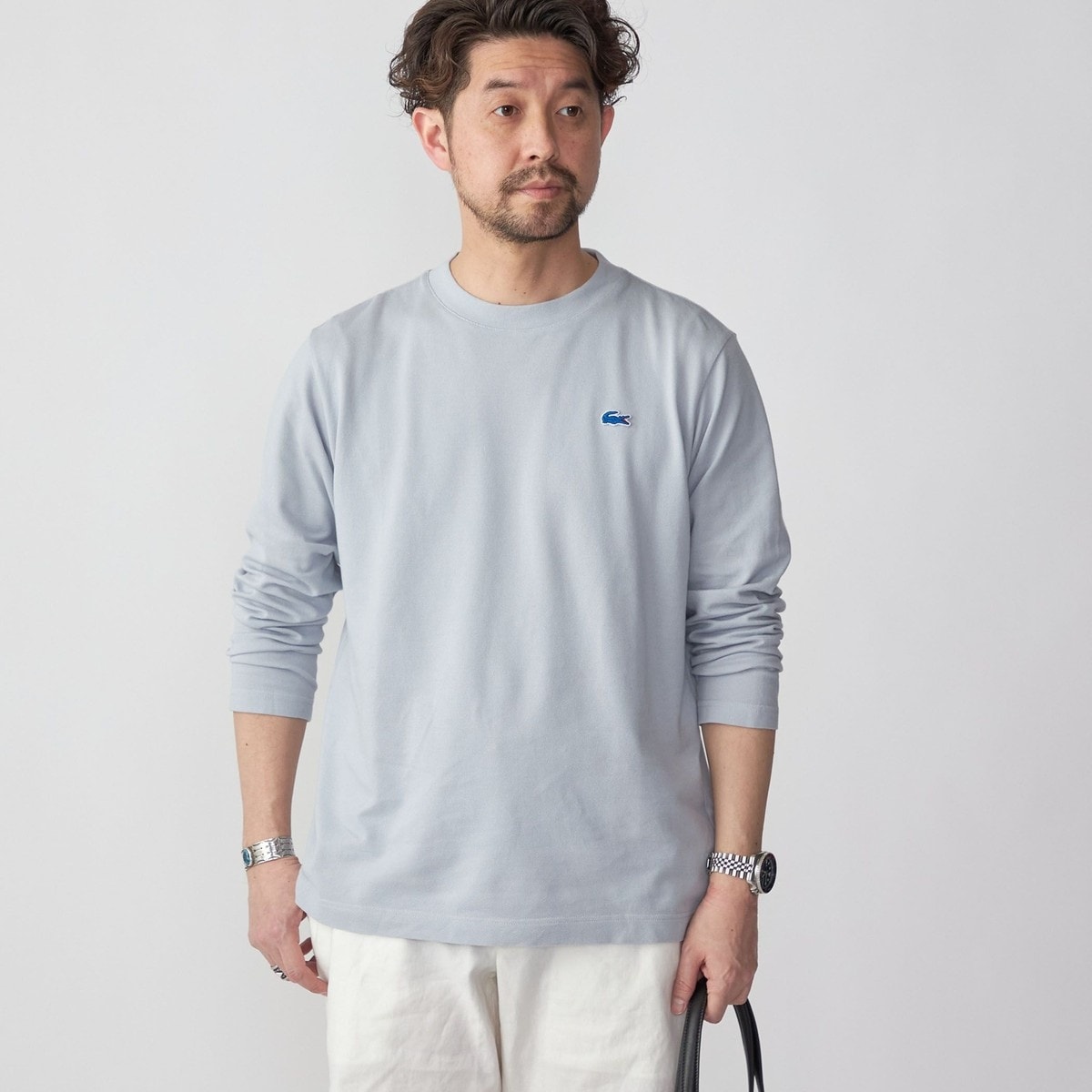 【SHIPS別注】LACOSTE:ガーメントダイピケロングスリーブTシャツ(ロンT)