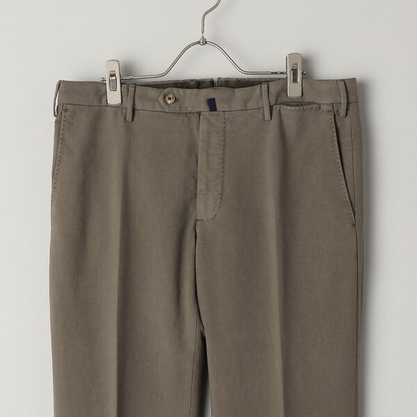 INCOTEX： コットン ドスキン 無地 ノープリーツ パンツ