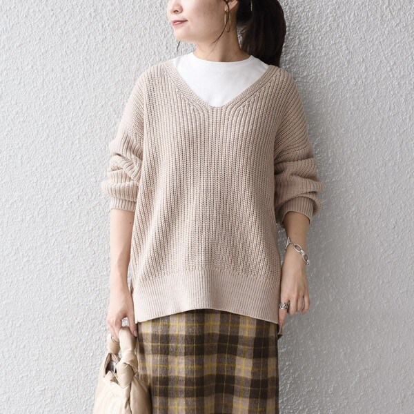 WEB限定】〈手洗い可能〉スキッパーニット×ロンTセット