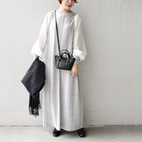 フォルムスリーブコンビニットワンピース ありがた 