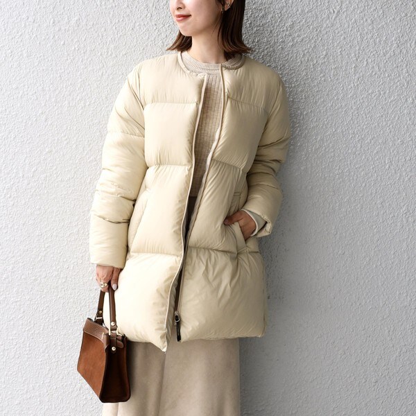 TAION☆SHIPS別注 ノーカラー Aライン ダウン ブラック 38 SHIPS(シップス)の「【SHIPS別注】TAION:ノーカラーAラインダウン