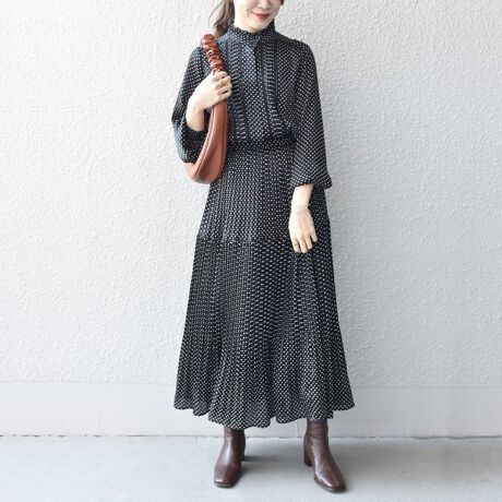 手洗い可能〉ドットフリルピンタックワンピース◇ | シップス(SHIPS  