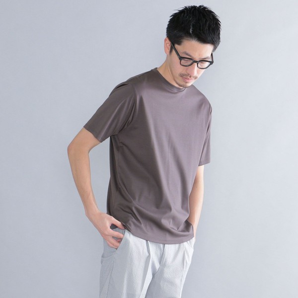 stanley blacker】クルーネック半袖ニットTシャツ/グレー/無地