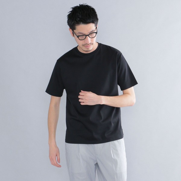 stanley blacker】クルーネック半袖ニットTシャツ/グレー/無地