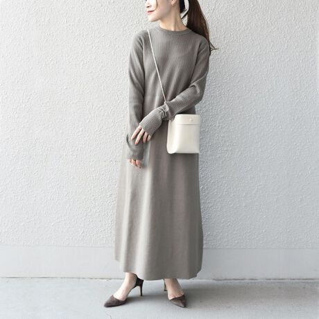 手洗い可能〉オーガニックコットンシルクニットワンピース 