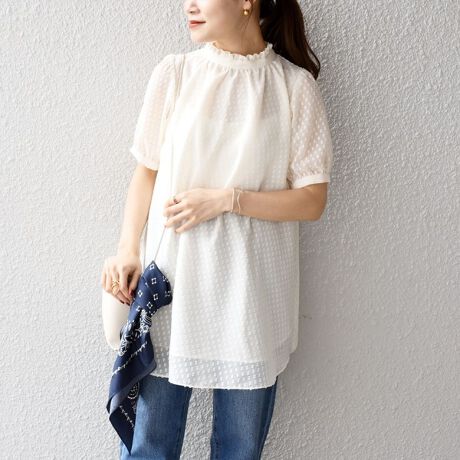 手洗い可能〉カットジャガードシフォン2WAYチュニック◇ | シップス 