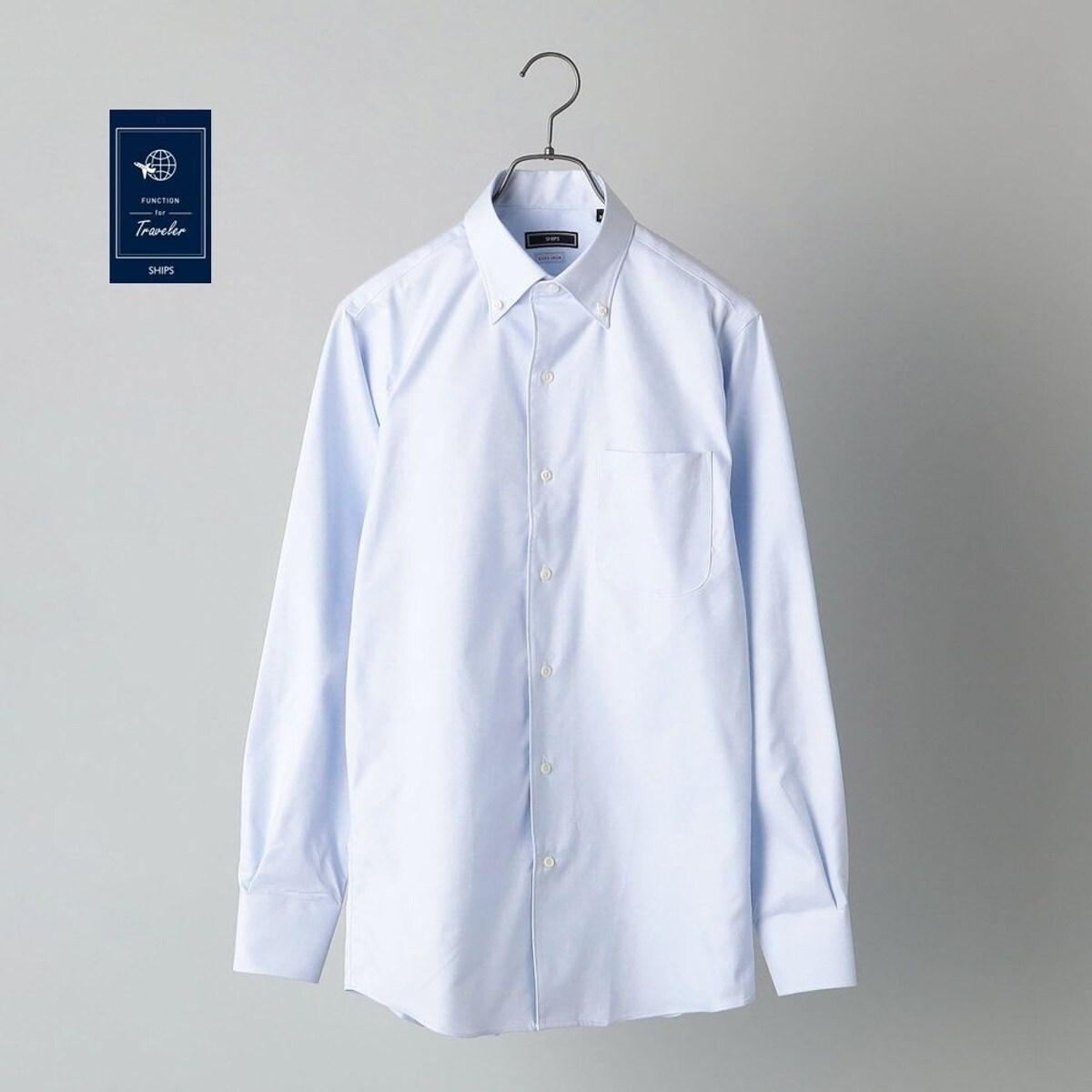 SHIPS: イージーアイロン 無地 イタリアンボタンダウン シャツ