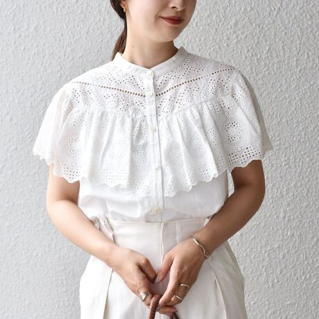 手洗い可能〉オリジナルレース刺繍フリルブラウス◇ | シップス(SHIPS 