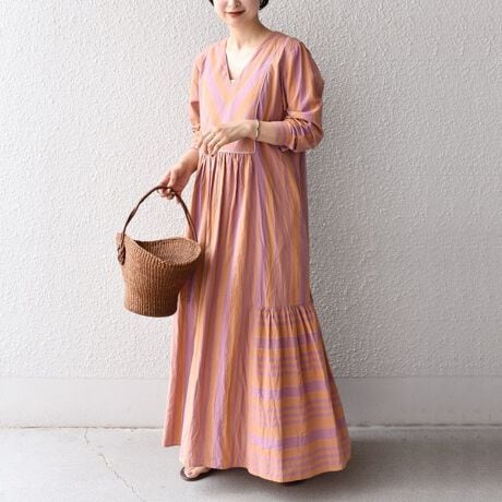 SHIPS別注】ne Quittez pas:〈洗濯機可能〉ストライプワンピース  