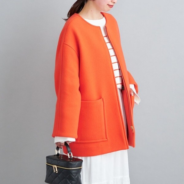 シップス Bellandi SUPER130 ショートコート◇ 36 ホワイト セール】 Bellandi SUPER130 コクーン ショート コート
