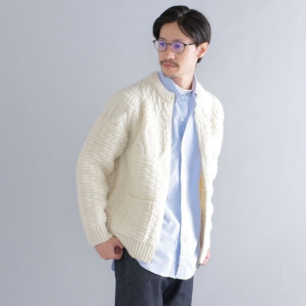 SHIPS別注】BATONER: スプレッド アラン ジップ カーディガン