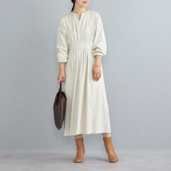 SHIPS【新品】〈手洗い可能〉フェイクスエードウエストタックワンピース◇ 手洗い可能〉フェイクスエードウエストタックワンピース◇ | シップス