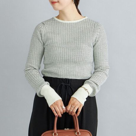 手洗い可能〉ウール リブ バリエーション ニットプルオーバー  