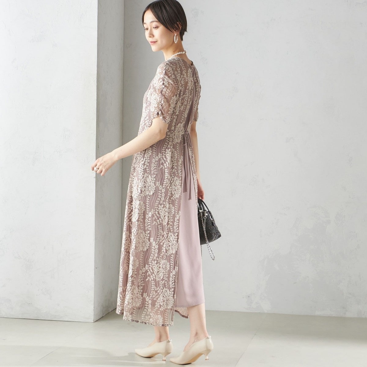 【Fanaka】〈手洗い可能〉クリンクル 袖 フレア ロング ワンピース SHIPS｜<手洗い可能>Fanaka:クリンクル 袖 フレア ロング
