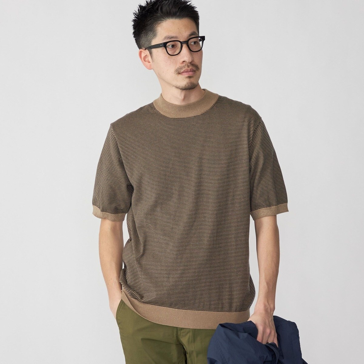 SHIPS:CORDURA(R)TEXBRID(R)モックネックニットTシャツ